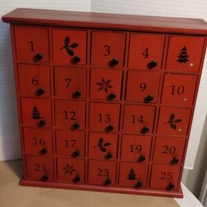 Red Birchwood Chalet Advent Calendar-25 Day Countdown To Christmas